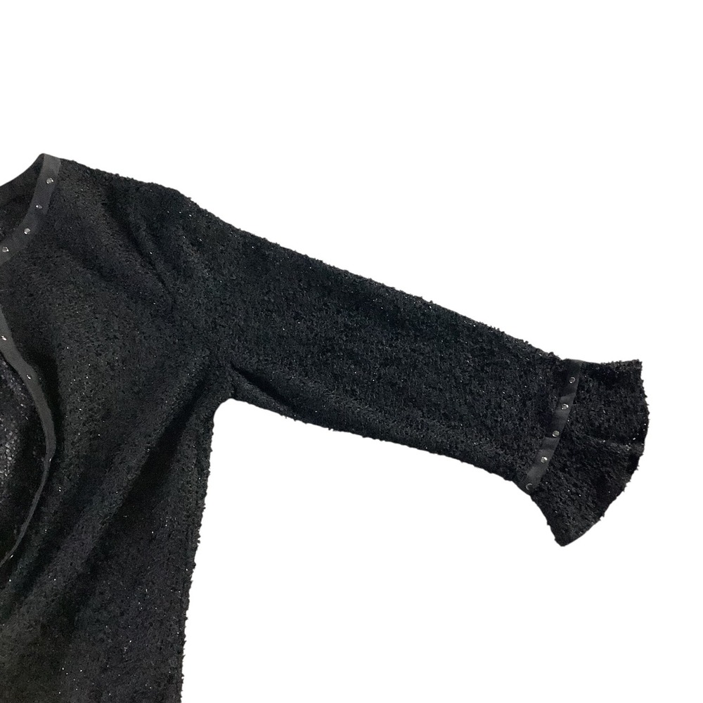 Nubiano Cardigan Women 16‎ Black Studded Open Front Church Whimsgoth Bell Sleeve - Picture 9 of 16